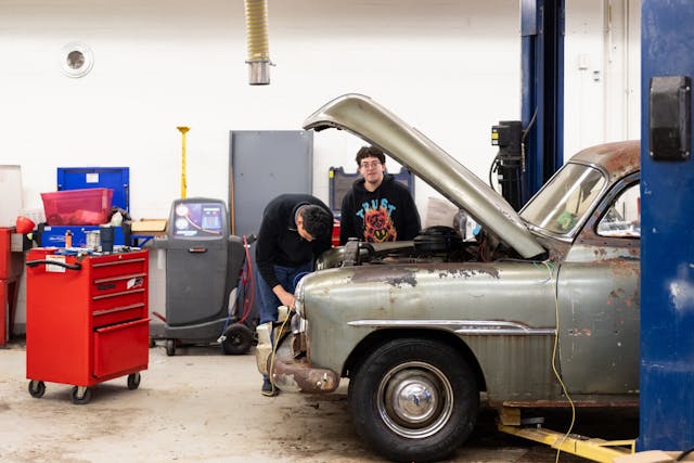 Arsenal Tech High School Auto Shop Class 1951 Chevrolet students