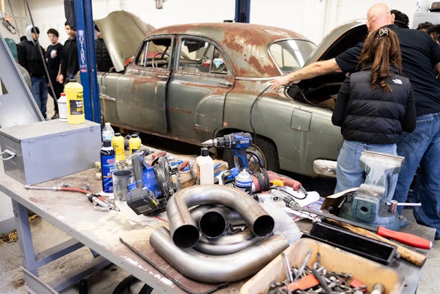 Arsenal Tech High School Auto Shop Class 1951 Chevrolet teacher