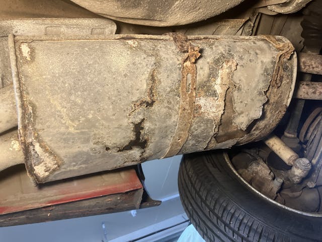 vintage bmw rusted muffler