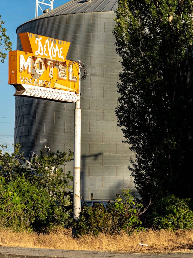 Lind Combine Derby motel sign grain silo