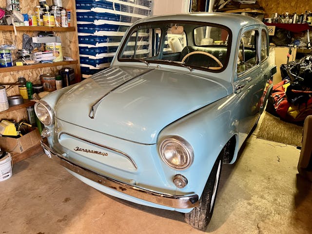 vintage russian car light blue