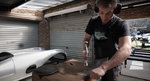 stump metalworking with hammer