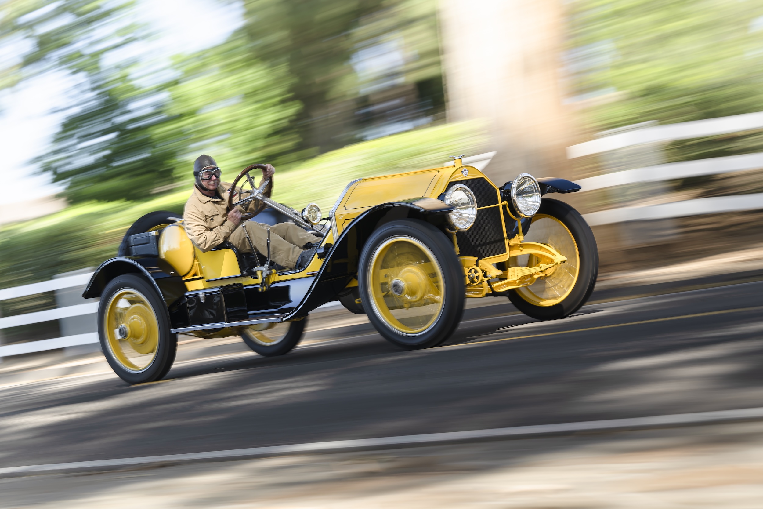 Driving the Bugatti Veyron of 1915, the Stutz Bearcat