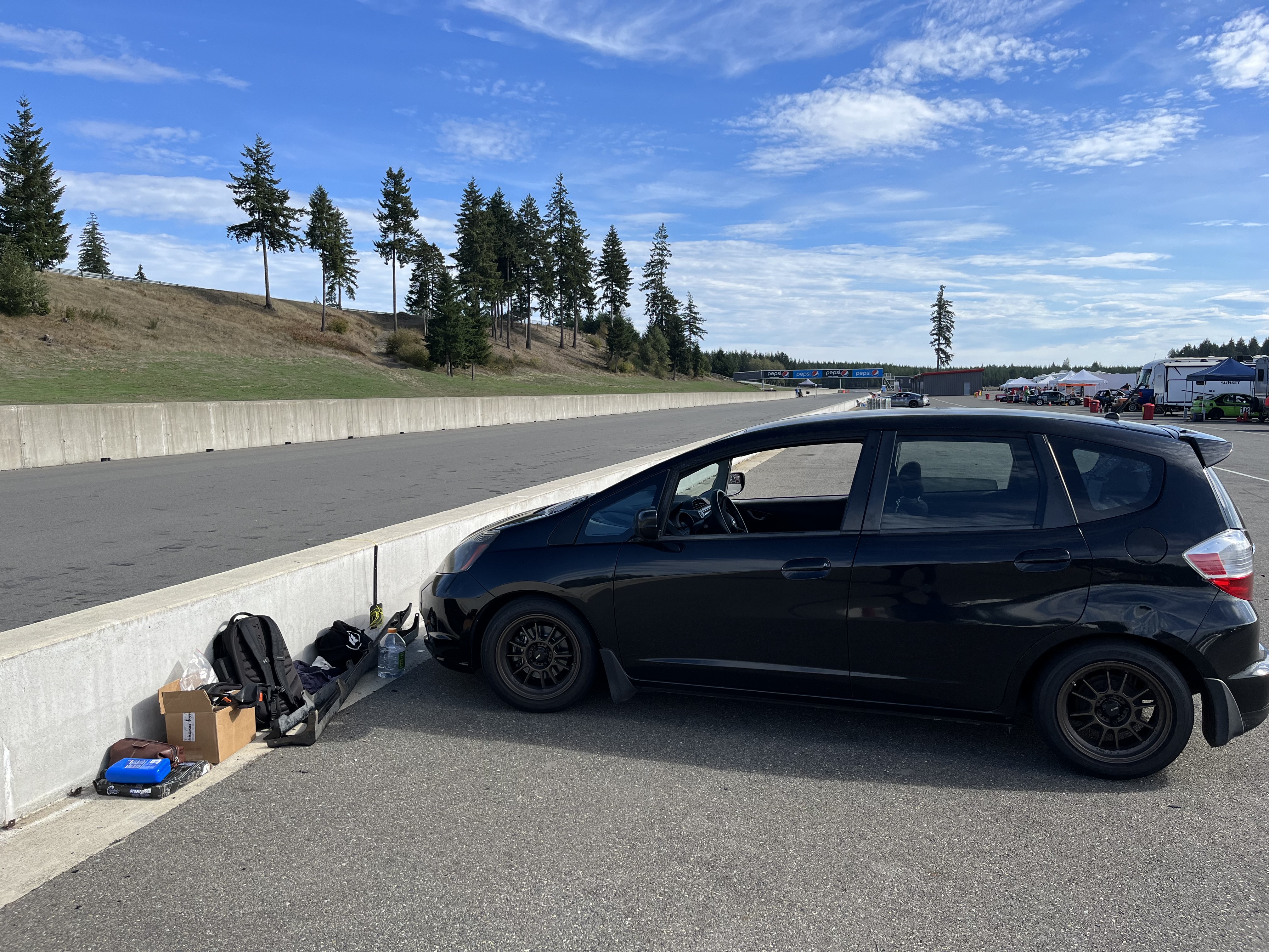 Honda Fit unpacked paddock track