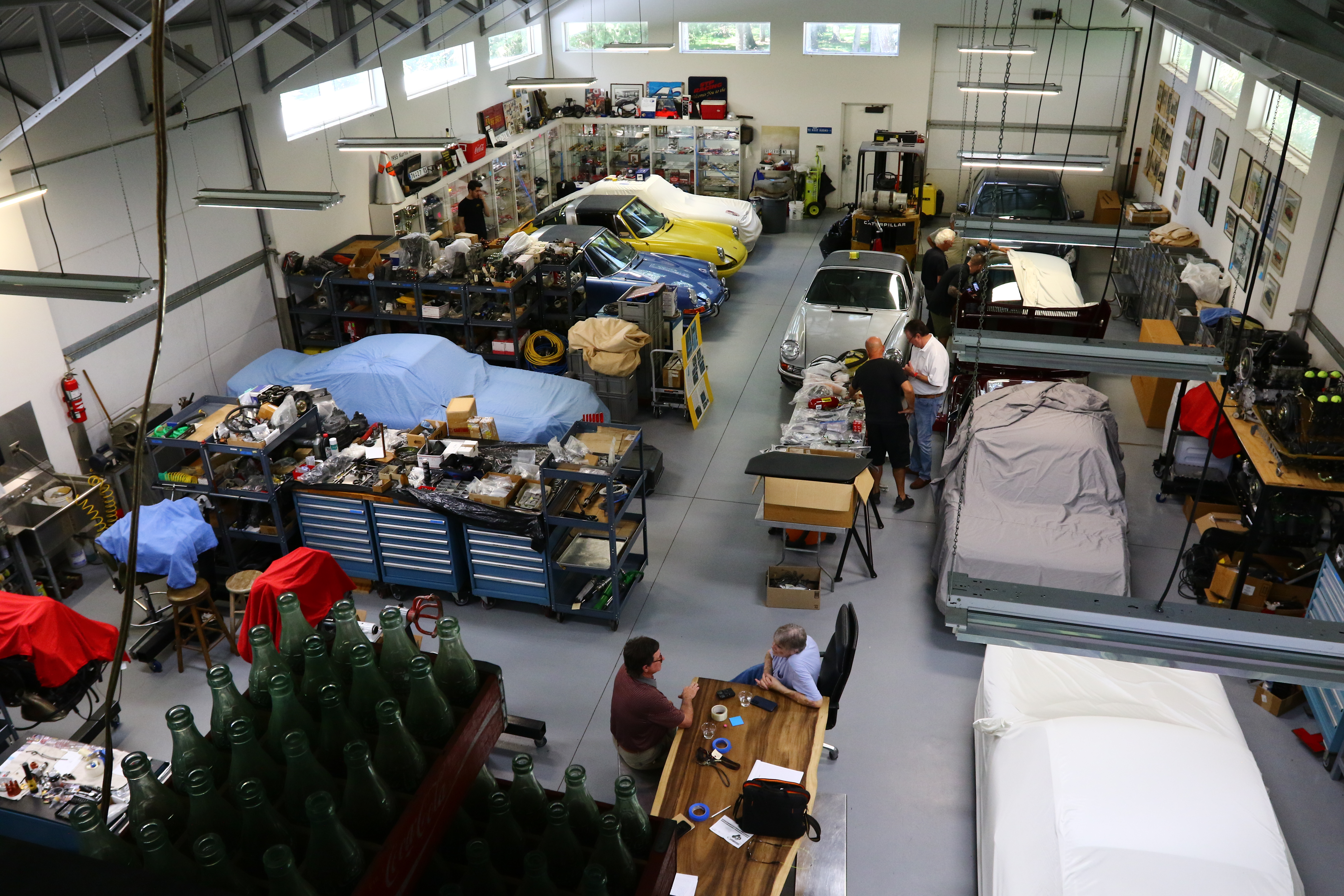 David Glenn Classic Motorsports Porsche Parts Collection shop high angle wide
