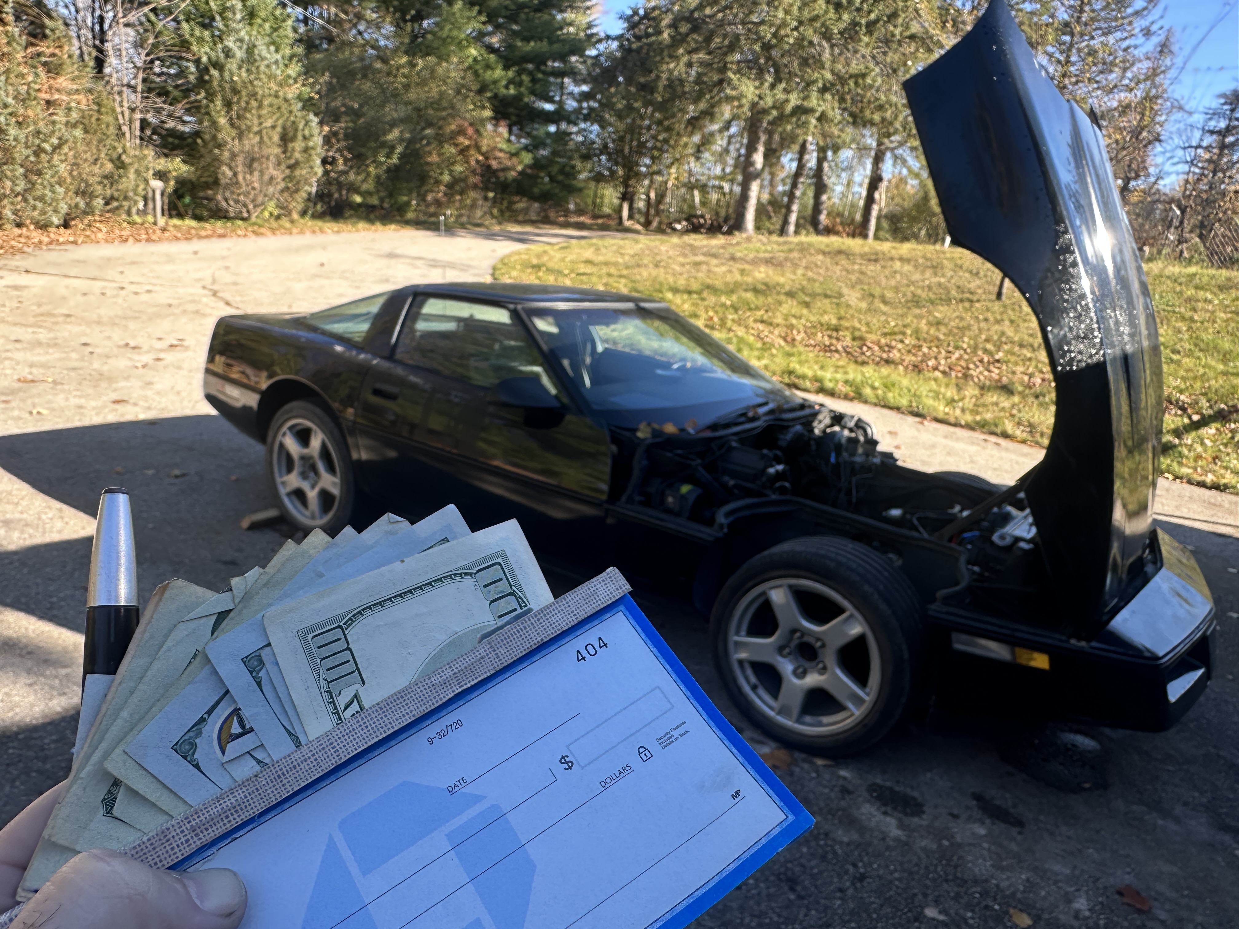 cash checkbook corvette