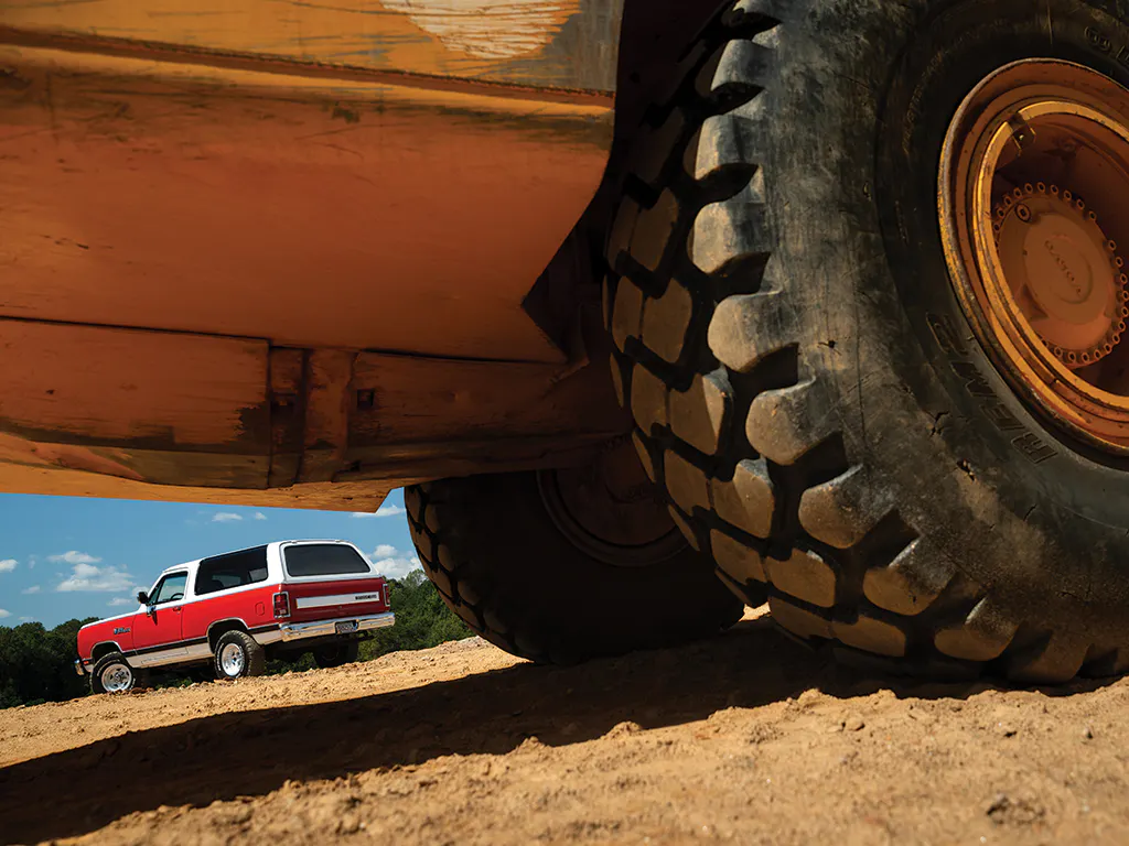 Dodge Ramcharger knobby tire rear three quarter
